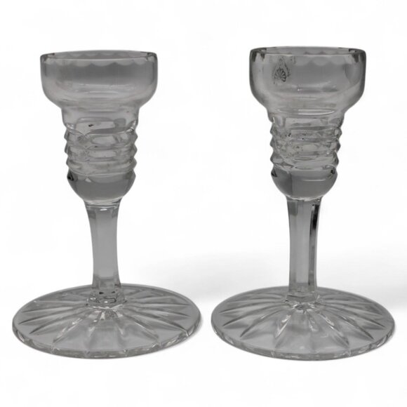 Galway Irish Crystal Candle Holders With Intricate Design - Set Of 2 - Picture 2 of 4